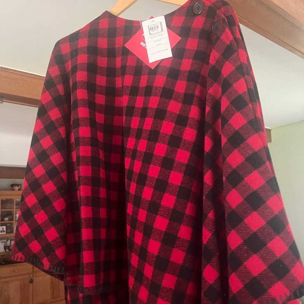 Stormy Kromer Buffalo Plaid wool blend poncho cape, one size